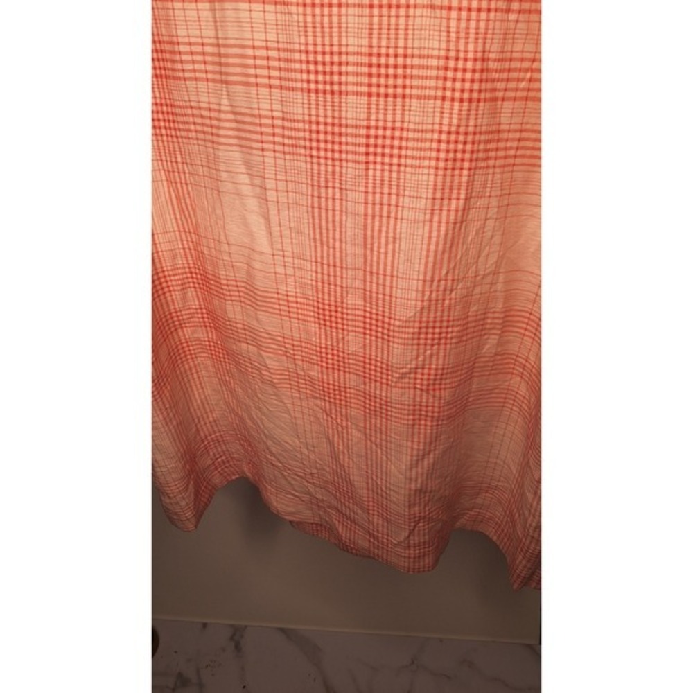 LC Lauren Conrad Womens Coral Plaid Lightweight Trench Coat Large - Picture 8 of 9